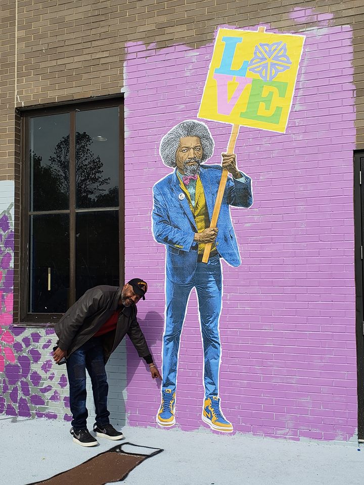 Tarence Bailey in Rochester _ 900 South Avenue w new FD mural (June 2018)